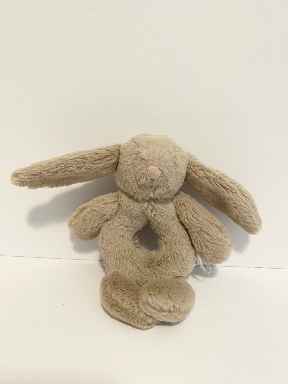 Jellycat Bunny Rabbit Plush Baby Rattle Ring Toy Brown Stuffed Animal Lovey